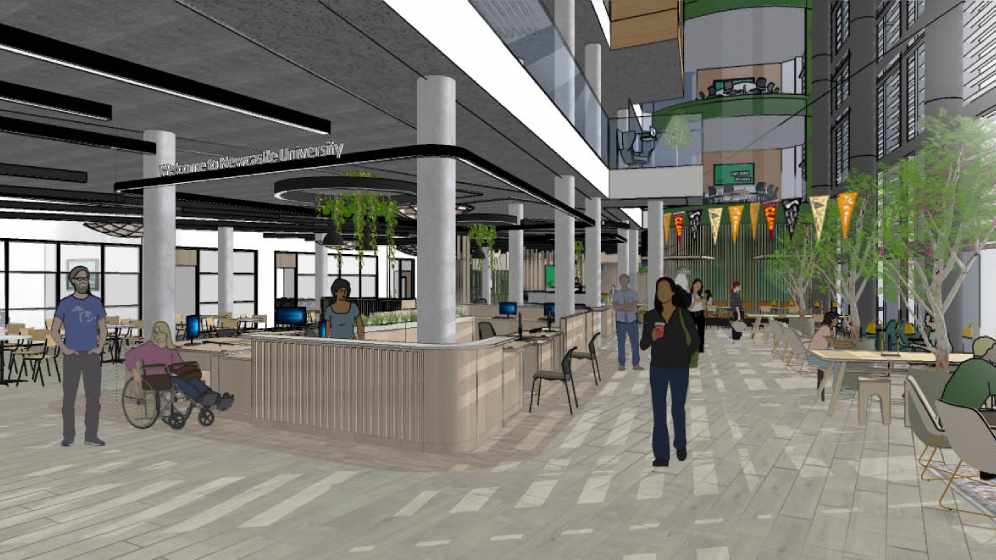 A graphic depicting what the Level 1 helpdesk will look like after the refurbishment 